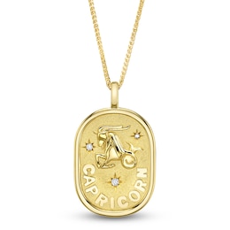 Shy Creation Diamond Accent Zodiac Capricorn Necklace 14K Yellow Gold 18" B22001099-CAP