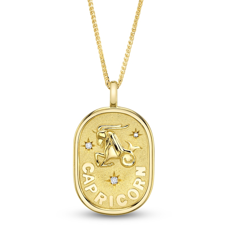 Main Image 1 of Shy Creation Diamond Accent Zodiac Capricorn Necklace 14K Yellow Gold 18"