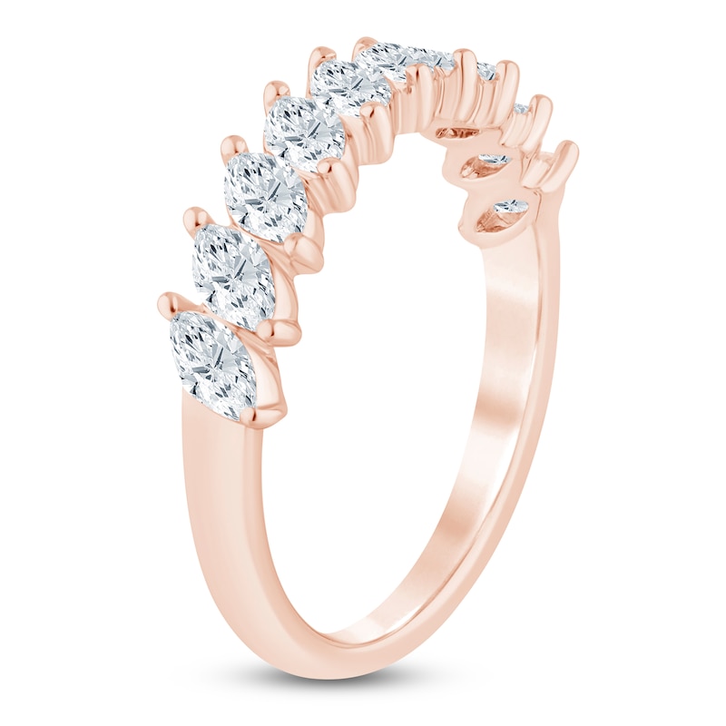 Main Image 2 of Certified Marquise-Cut Diamond Two-Row Wedding Band 1 ct tw 14K Rose Gold