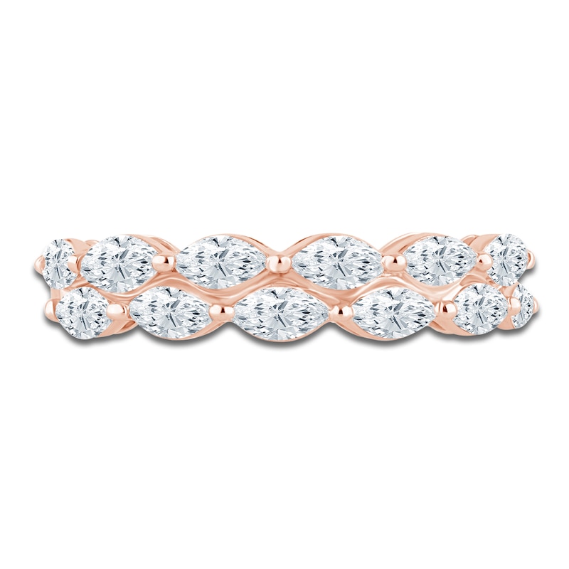 Main Image 3 of Certified Marquise-Cut Diamond Two-Row Wedding Band 1 ct tw 14K Rose Gold