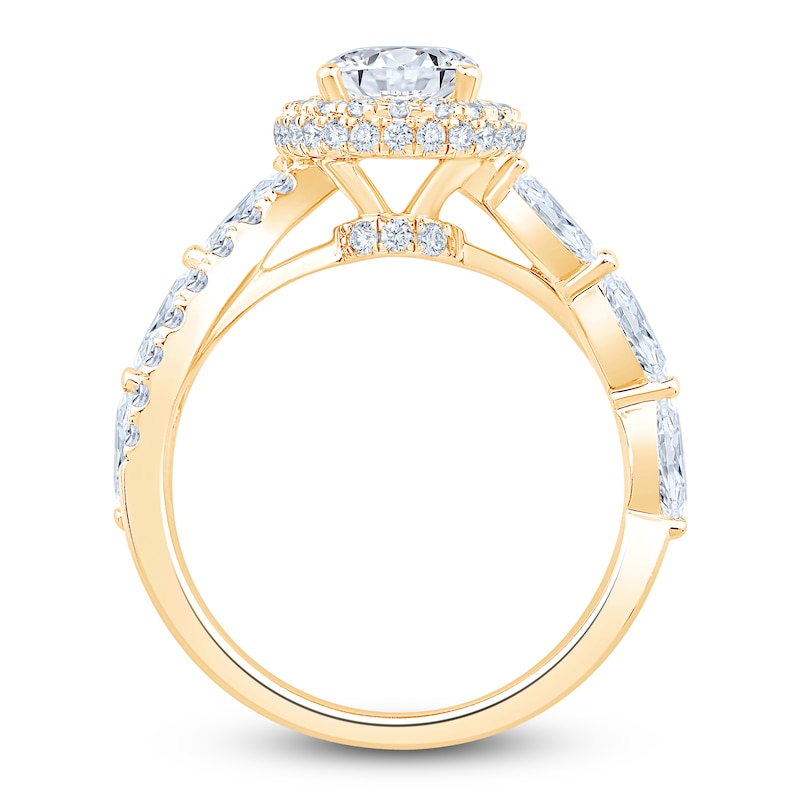 Main Image 2 of Oval-Cut Lab-Grown Diamond Halo Engagement Ring 2-5/8 ct tw 14K Yellow Gold