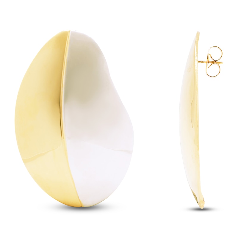 Main Image 1 of Susana Vega Two-Tone Organic Shape Earrings 18K Yellow Gold-Plated Brass
