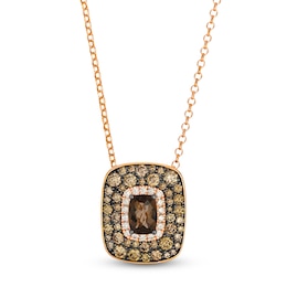 Le Vian Cushion-Cut Chocolate Quartz Necklace 1 1/4 ct tw 14K Strawberry Gold 19"