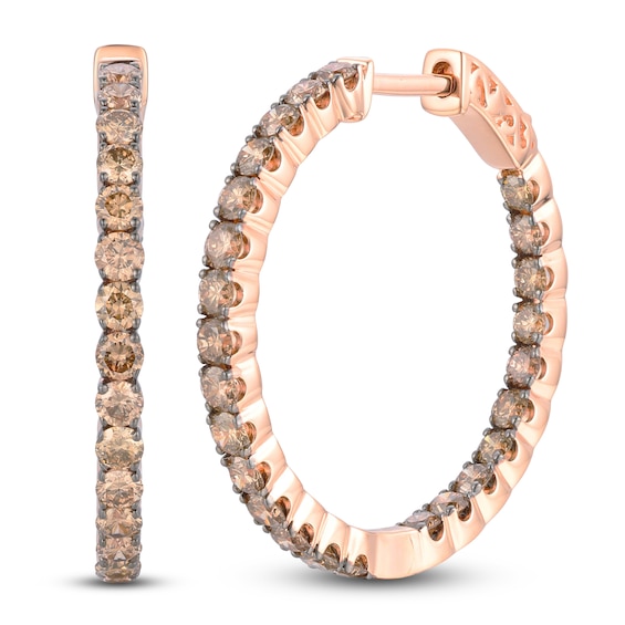 Le Vian Chocolate Diamond Inside-Out Hoop Earrings 2 ct tw 14K Strawberry Gold