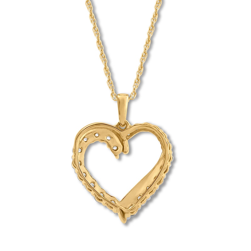 Main Image 4 of Jared Signature Diamond Heart Necklace 1 ct tw Round 14K Yellow Gold