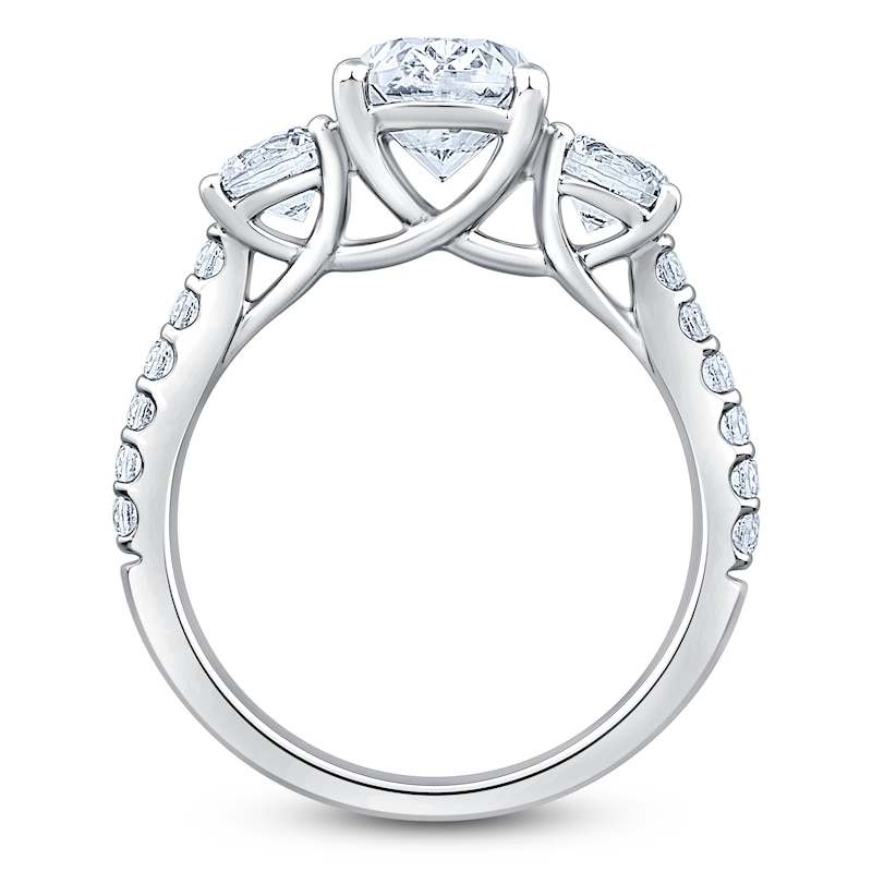 Main Image 2 of Oval & Round-Cut Lab-Grown Diamond Three-Stone Engagement Ring 3 ct tw Platinum