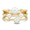 Thumbnail Image 3 of Cultured Pearl & Diamond Accent Three-Row Scatter Ring 14K Yellow Gold