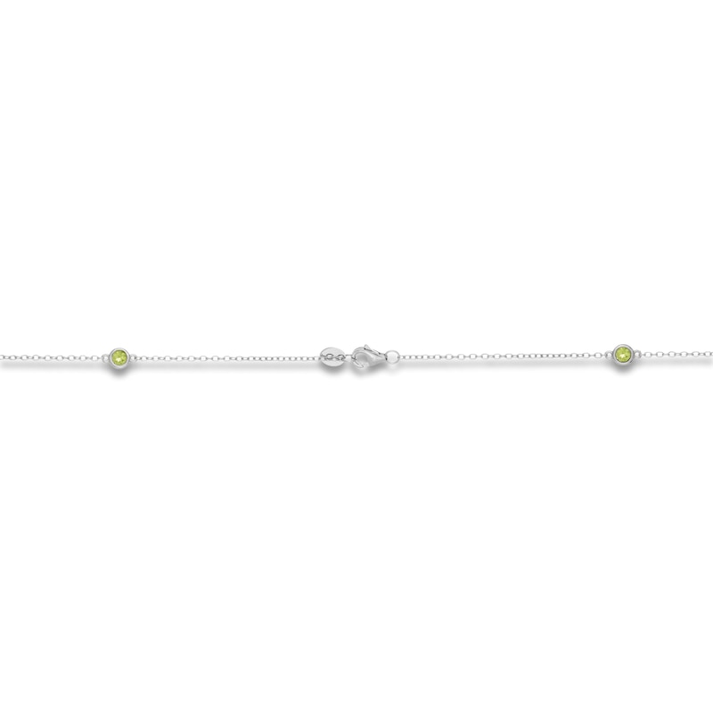 Main Image 3 of Natural Peridot Bezel-Set Station Necklace Sterling Silver 18"