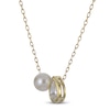 Thumbnail Image 2 of Pear-Shaped Lab-Grown Diamond & Cultured Pearl Necklace 1/2 ct tw 14K Yellow Gold 18"