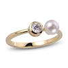 Thumbnail Image 1 of Lab-Grown Diamond & Cultured Pearl Fashion Ring 1/4 ct tw 14K Yellow Gold