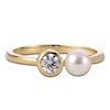 Thumbnail Image 3 of Lab-Grown Diamond & Cultured Pearl Fashion Ring 1/4 ct tw 14K Yellow Gold