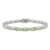 Thumbnail Image 1 of Oval-Cut Natural Peridot & Diamond Accent Bracelet Sterling Silver 7.25"
