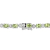 Thumbnail Image 2 of Oval-Cut Natural Peridot & Diamond Accent Bracelet Sterling Silver 7.25"