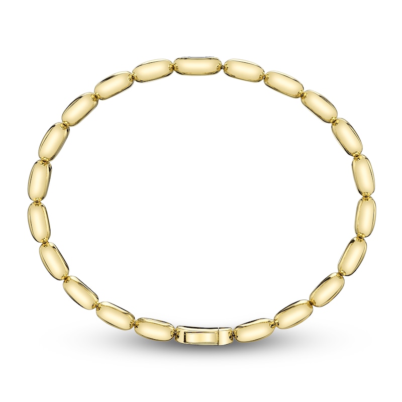 Main Image 3 of Shy ICON Lumeria Baguette & Round-Cut Multi-Diamond Pillow Link Bangle Bracelet 1/10 ct tw 14K Yellow Gold B22001553V4ZM