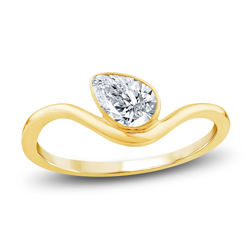 Main Image 1 of Jared Signature Pear-Shaped Lab-Grown Diamond Solitaire Ring 1/2 ct tw 14K Yellow Gold