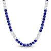 Thumbnail Image 1 of Blue & White Lab-Created Sapphire Tennis Necklace Sterling Silver 17"