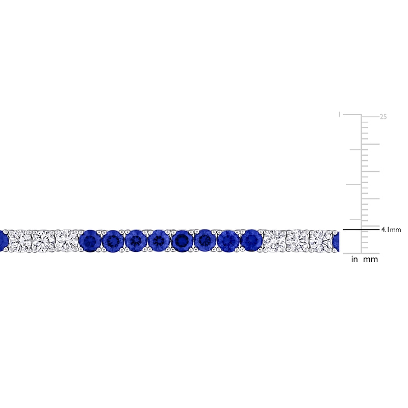 Main Image 3 of Blue & White Lab-Created Sapphire Tennis Necklace Sterling Silver 17"