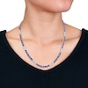Thumbnail Image 5 of Blue & White Lab-Created Sapphire Tennis Necklace Sterling Silver 17"