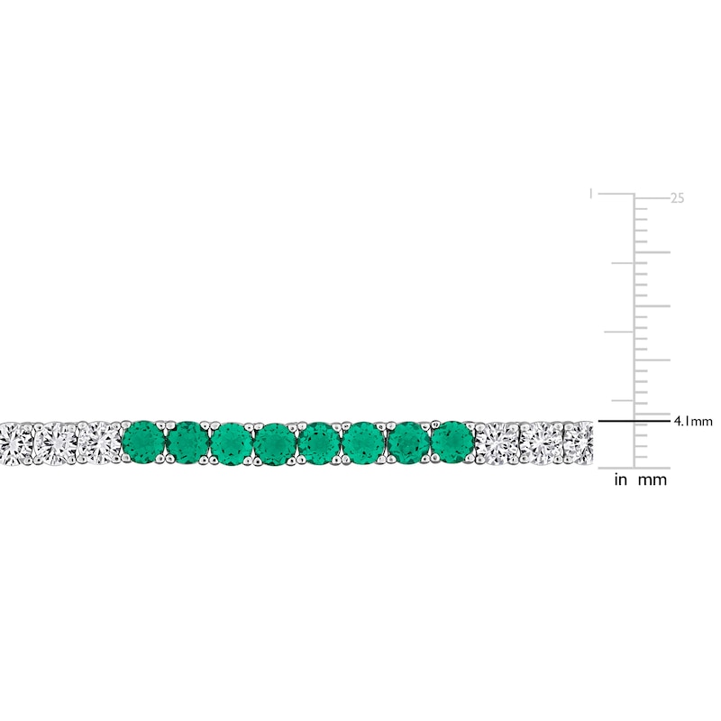Main Image 3 of Lab-Created Emerald & White Lab-Created Sapphire Necklace Sterling Silver 17"