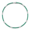Thumbnail Image 4 of Lab-Created Emerald & White Lab-Created Sapphire Necklace Sterling Silver 17"