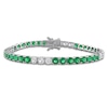 Thumbnail Image 1 of Lab-Created Emerald & White Lab-Created Sapphire Tennis Bracelet Sterling Silver 7.5"