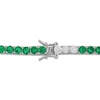 Thumbnail Image 2 of Lab-Created Emerald & White Lab-Created Sapphire Tennis Bracelet Sterling Silver 7.5"