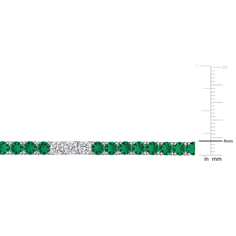 Main Image 3 of Lab-Created Emerald & White Lab-Created Sapphire Tennis Bracelet Sterling Silver 7.5"