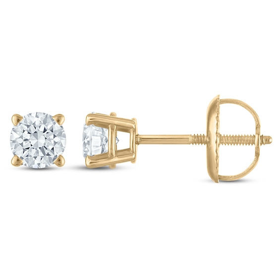 Jared Signature Certified Round-Cut Lab-Grown Diamond Solitaire Stud Earrings 1/2 ct tw 14K Yellow Gold (VS2/F)
