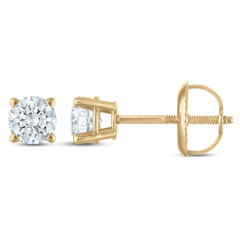 Main Image 1 of Jared Signature Certified Round-Cut Lab-Grown Diamond Solitaire Stud Earrings 1/2 ct tw 14K Yellow Gold (VS2/F)