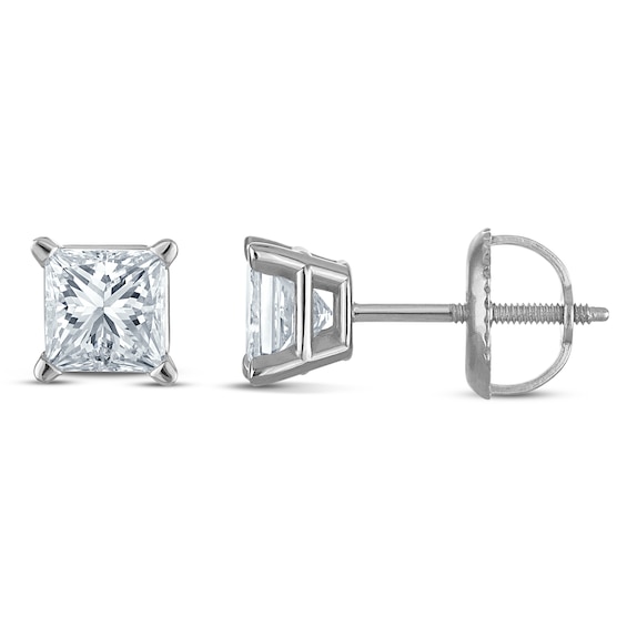 Jared Signature Certified Princess-Cut Lab-Grown Diamond Solitaire Stud Earrings 1 ct tw 14K White Gold (VS2/F)