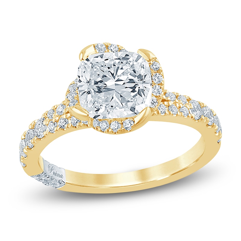 Main Image 1 of Pnina Tornai Lab-Grown Diamond Cushion-Cut Halo Engagement Ring 2-1/2 ct tw 14K Yellow Gold