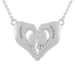 Baby Feet Heart Necklace (2 Lines)