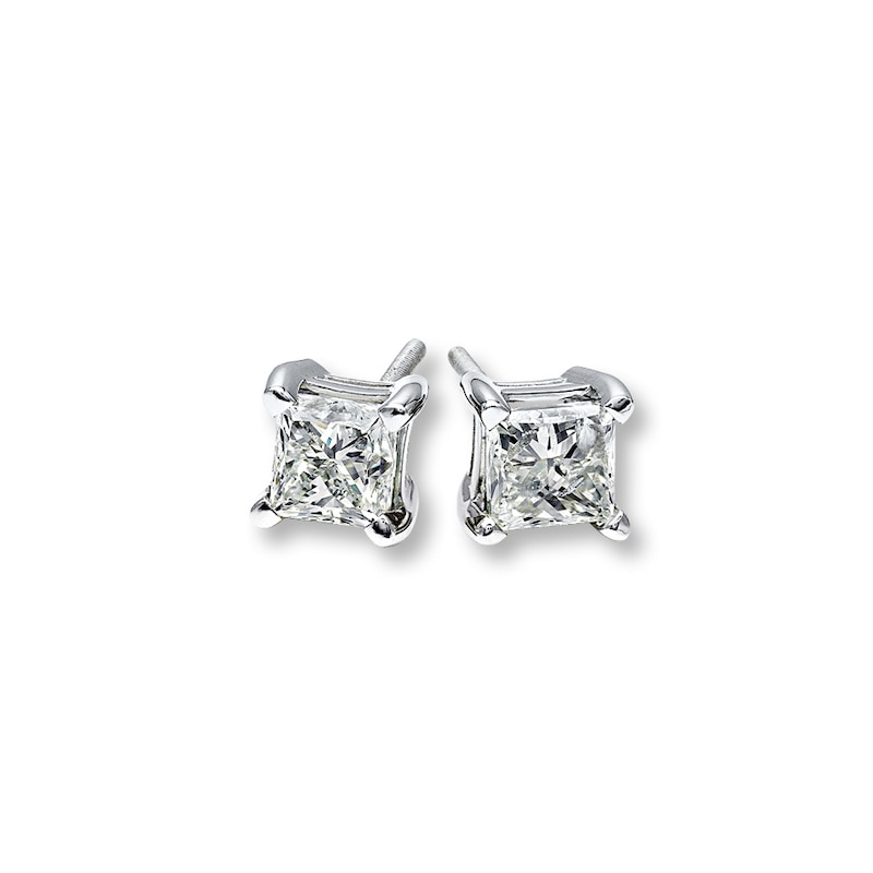 Diamond Earrings 1 ct tw Princess-cut 14K White Gold (I2/I)