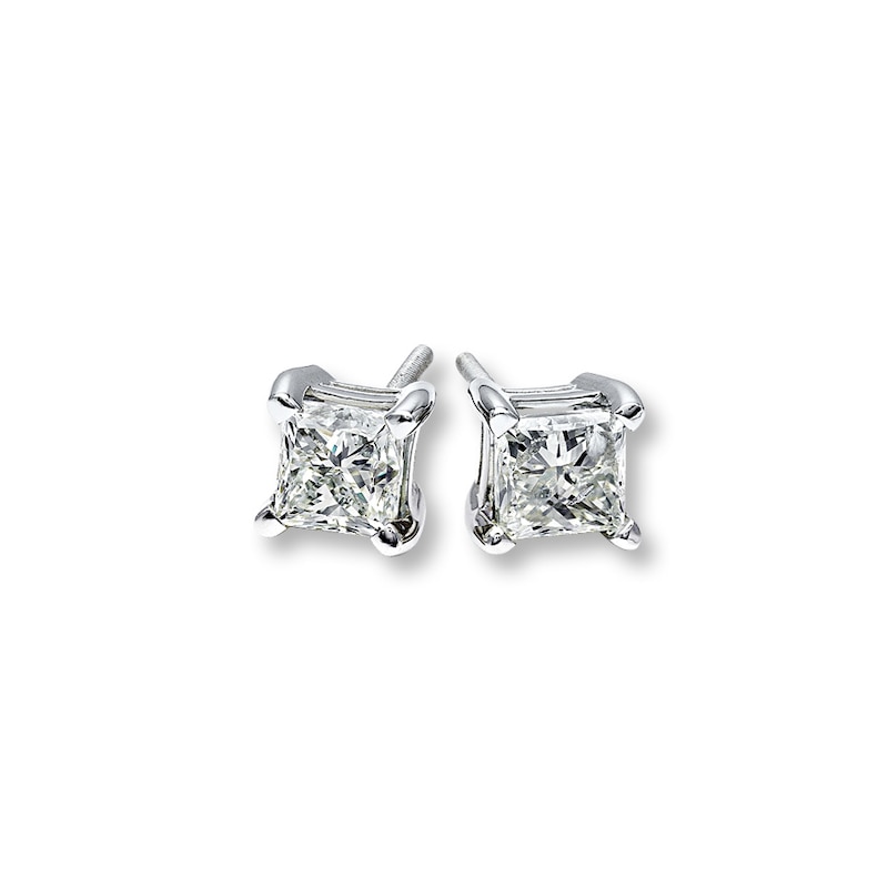 Main Image 1 of Diamond Earrings 1 ct tw Princess-cut 14K White Gold (I2/I)