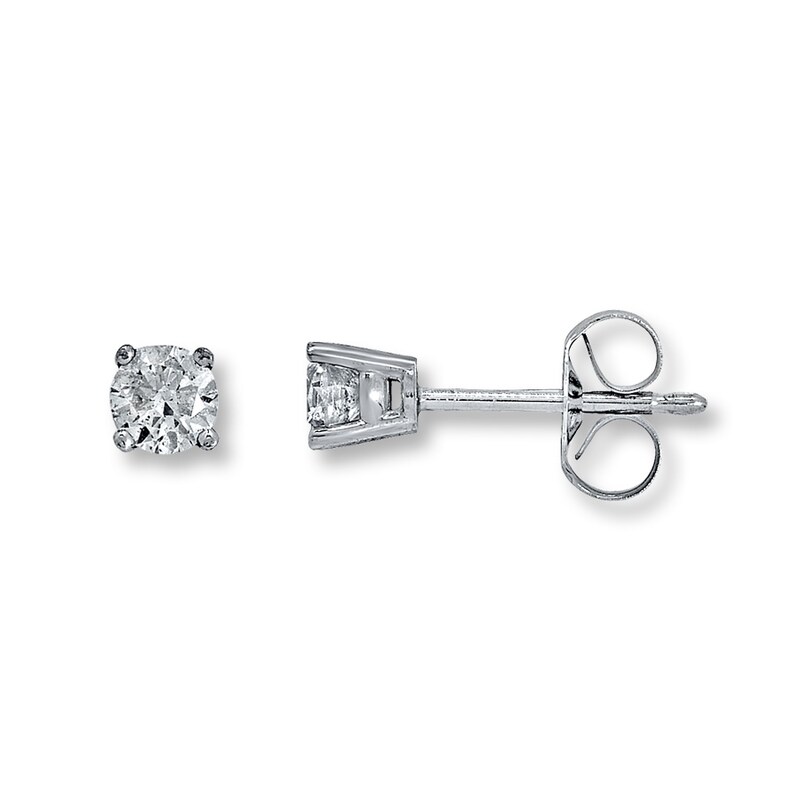 Main Image 1 of Diamond Solitaire Earrings 1/3 ct tw Round-cut 14K White Gold (I2/I)