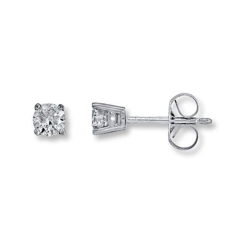 Diamond Solitaire Earrings 1/3 ct tw Round-cut 14K White Gold (I2/I)