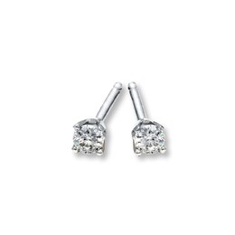 Diamond Solitaire Earrings 1/10 ct tw Round-Cut 14K White Gold (I2/I)