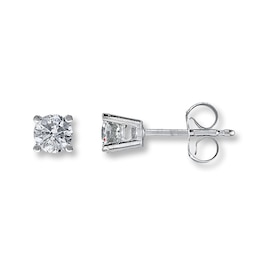 Diamond Solitaire Earrings 1/2 ct tw Round-cut 14K White Gold (I2/I)