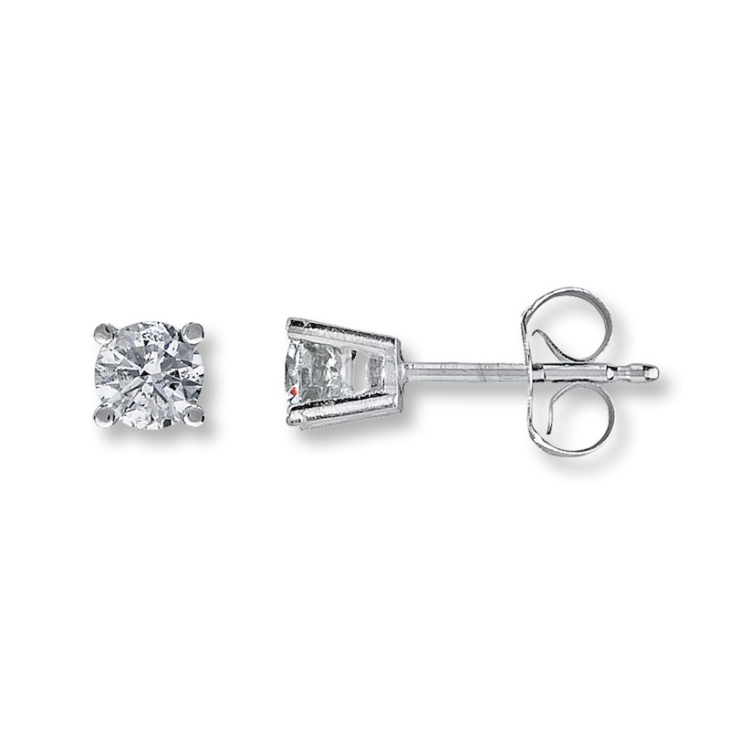 Main Image 1 of Diamond Solitaire Earrings 1/2 ct tw Round-cut 14K White Gold (I2/I)