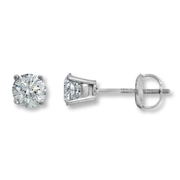 Diamond Solitaire Earrings 1 ct tw Round-cut 14K White Gold (I2/I)