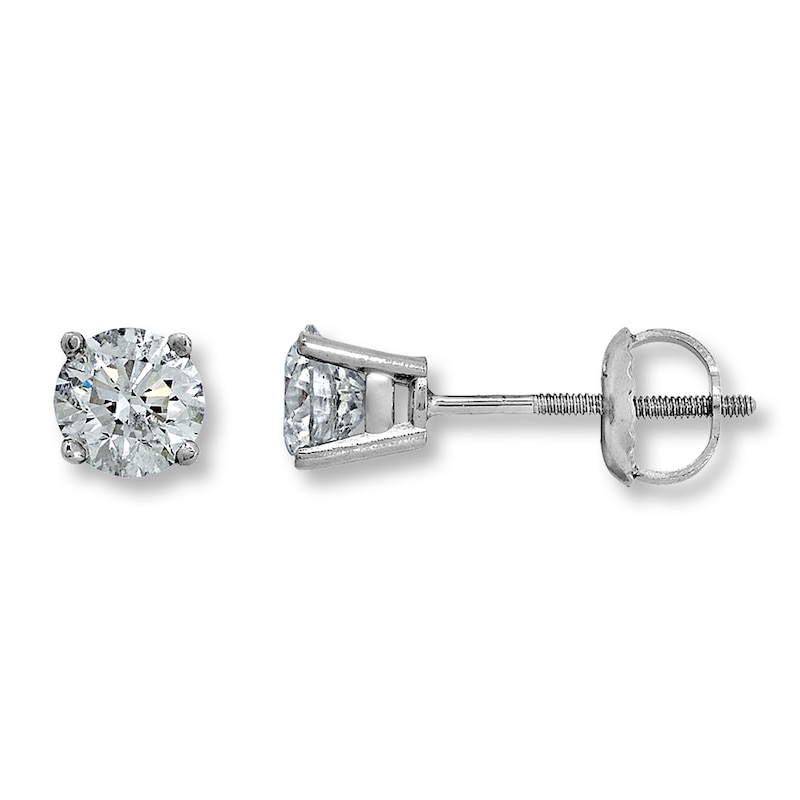 14k White Gold 8-prong Round Brilliant Diamond Stud Earrings (1 Ct