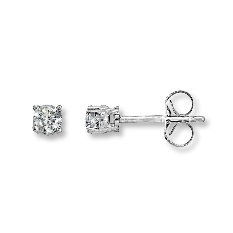 Main Image 1 of Diamond Solitaire Earrings 1/4 ct tw Round-cut 14K White Gold (I2/I)