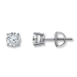 Certified Diamonds 1-1/2 ct tw Round-cut 18K White Gold Earrings (I1/I)
