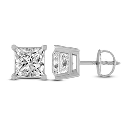 Certified Diamond Earrings 3/4 ct tw Princess-cut 18K White Gold (I1/I)