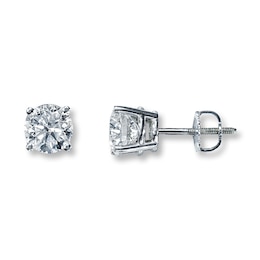 Diamond Solitaire Earrings 2 ct tw Round 14K White Gold (I2/I)