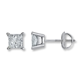 Diamond Earrings 1-1/2 ct tw Princess-cut 14K White Gold (I2/I)