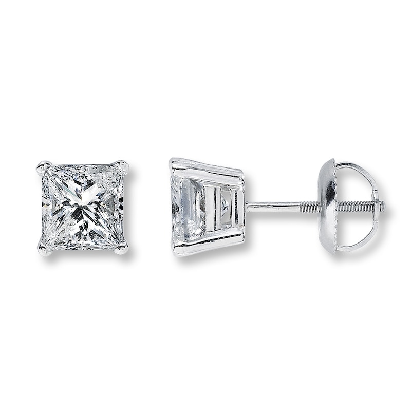 Diamond Earrings 2 ct tw Princess-cut 14K White Gold (I2/I) | Jared