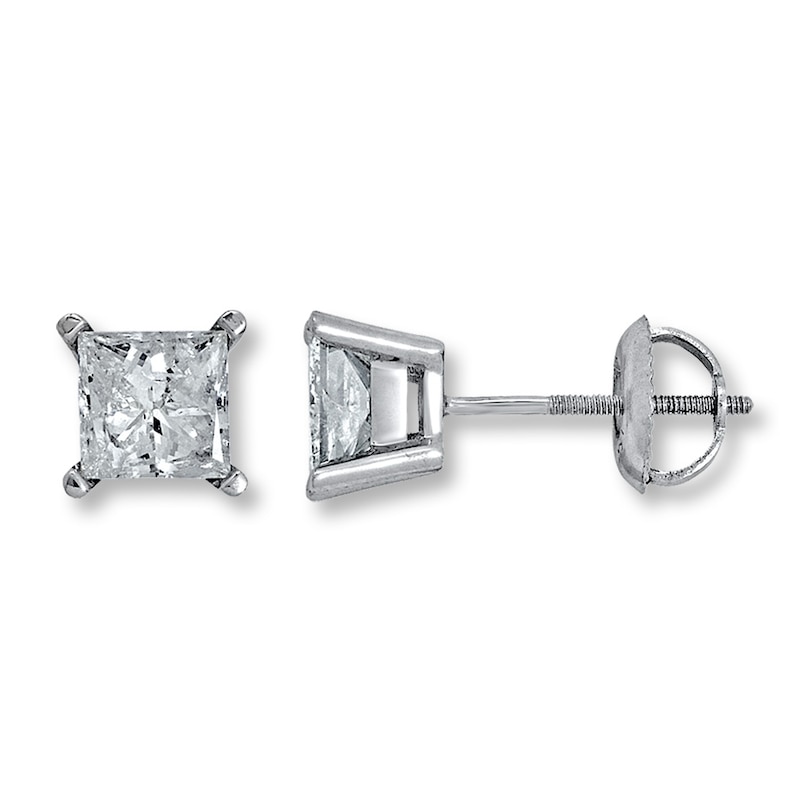 Main Image 1 of Diamond Earrings 1-1/4 ct tw Princess-cut 14K White Gold (I2/I)