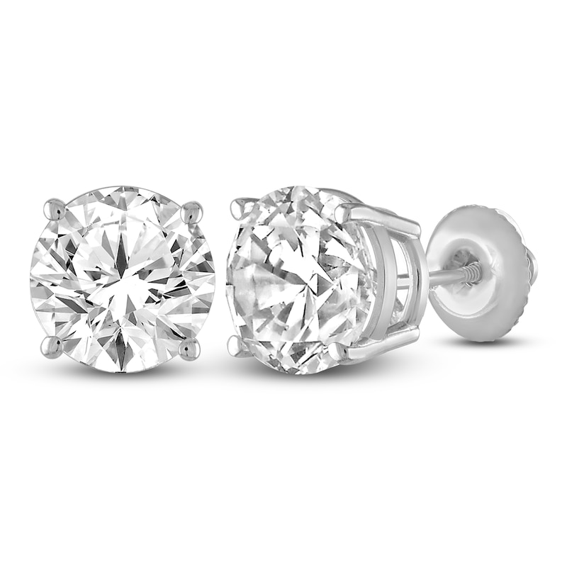 14K White Gold 4 Prong Screw Post & Backs 1/2CTTW Round Cut Diamond Stud  Earrings