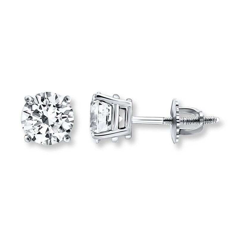 Certified Diamond Solitaire Earrings 3 ct tw 18K White Gold (I1/I)